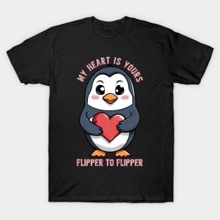 Flipper to Flipper: A Lovestruck Penguin T-Shirt